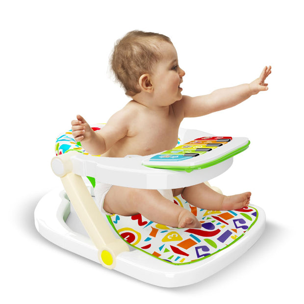 Cuppy Sit-Me-Up Baby Seat with Detachable Piano | Foldable & Baby Sit Up Training Seat | 3-6 Months with Feeding Tray | Foldable Design for Easy Storage, Soft & Comfortable Seat with Safety