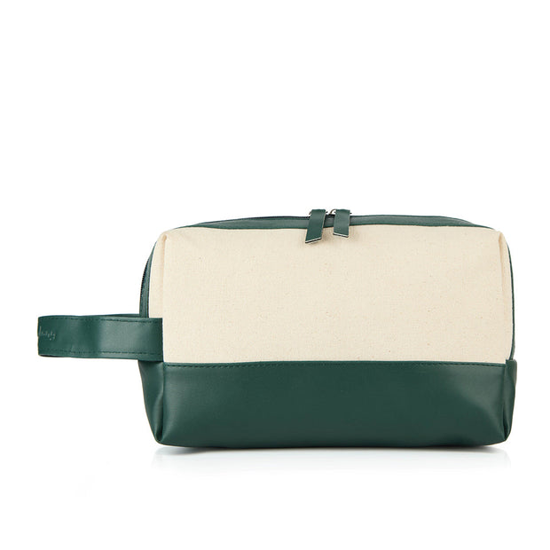 Personalised Travel Pouch – Water-Resistant Canvas Toiletry Bag (Green)