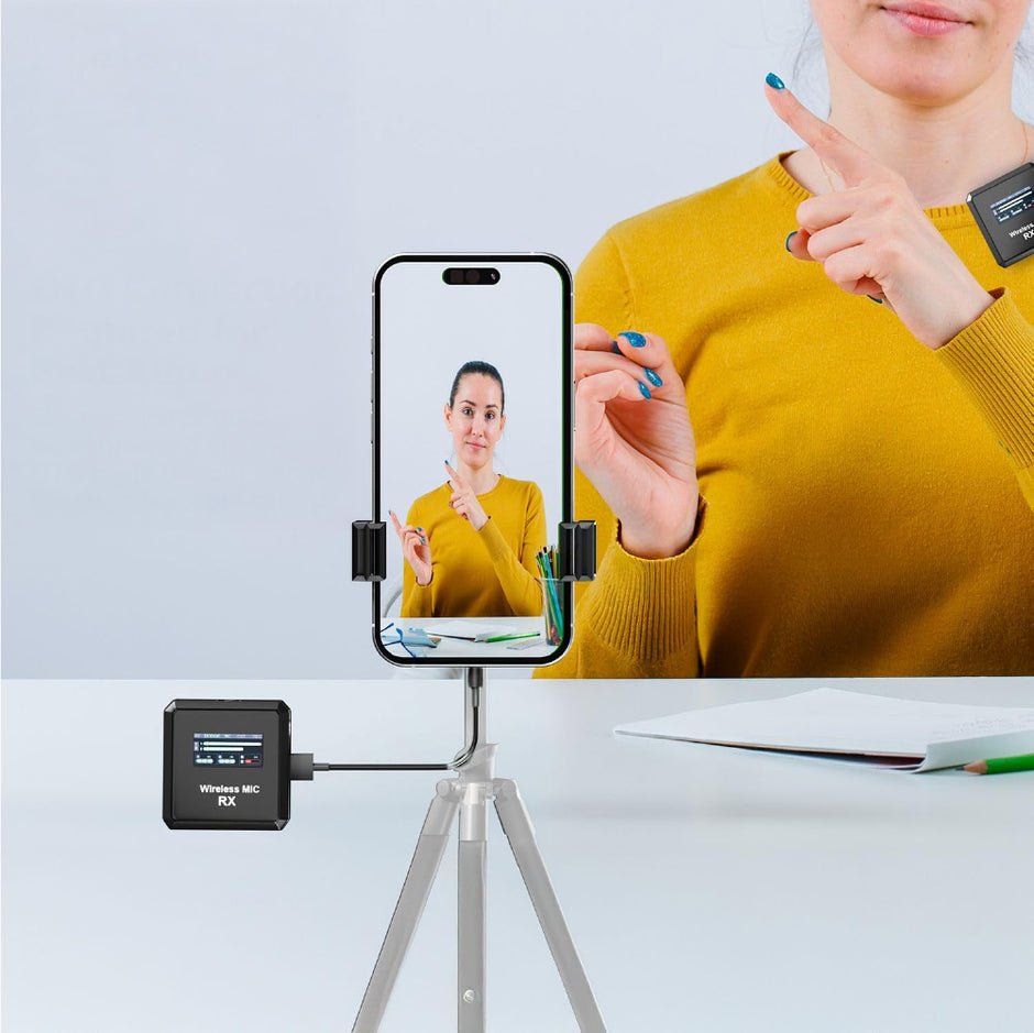 Wireless Mic - ANC Noise Cancellation, 360Â° Sound, 100m Range, 15 Hr Playtime, Type C, Bluetooth Mic for YouTube, Vlogging, Video & Audio Record | Collar Microphone for DSLR, Android & iPhone