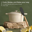 Lifelong Enamel Cast Iron Dutch Oven with Lid (5.6L, 28cm) | Oven, Gas & Induction Compatible | Slow Cooking, Even Heat Distribution, Nontoxic, Durable, Naturally Nonstick, No Stains & Scratch (Ivory)
