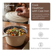 Lifelong Enamel Cast Iron Saucepan with Lid (1.9L, 20cm) | Oven, Gas & InductionŚ Compatible | Slow Cooking, Even Heat Distribution, Non-Toxic, Durable, Naturally Nonstick, No Stains or Scratch(Ivory)