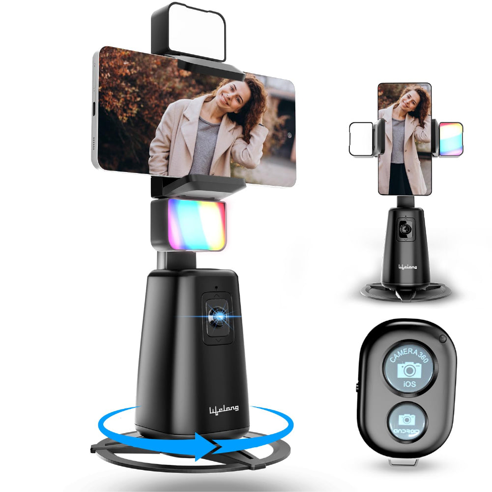AI Face Tracking Tripod with Integrated Light