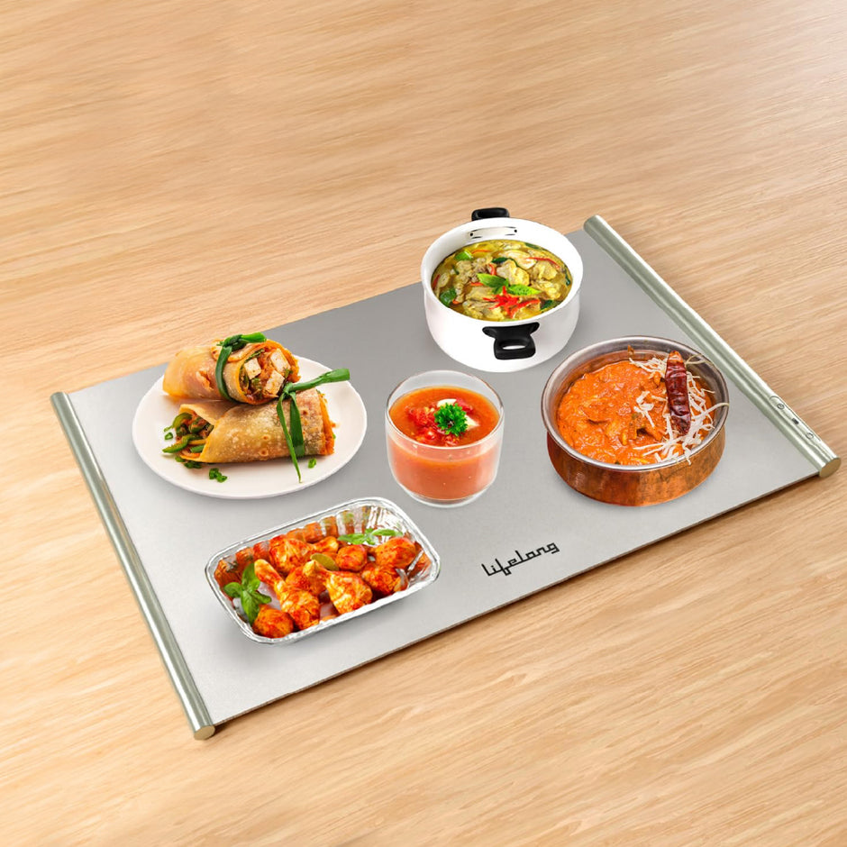 Electric Food Warmer - 400 W | Roll Up Silicon Heating Mat | Adjustable Temperature Control with Touch | Even Warming Tray for Dining, Parties & Events