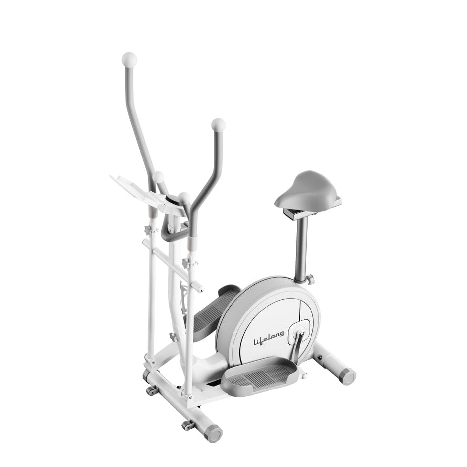 Elliptical Cross Trainer Bike for Home Use | Cycling Machine | Exercise Machine with Touch LED Screen Display, Adjustable Seat |6kg Flywheel|Magnetic Adjustable Resistance & iPad Holder-white