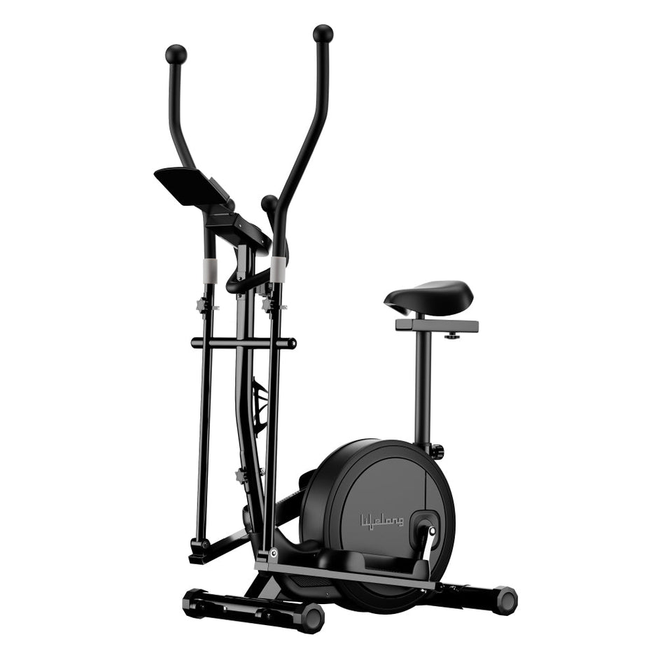 Elliptical Cross Trainer Bike for Home Use | Cycling Machine | Exercise Machine with Touch LED Screen Display, Adjustable Seat |6kg Flywheel|Magnetic Adjustable Resistance & iPad Holder-Black