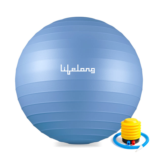 Lifelong LLFAGB55BL Gym Ball for Exercise Anti Burst Exercise Ball with Foot Pump for Workout Yoga Ball for Women and Men, Black