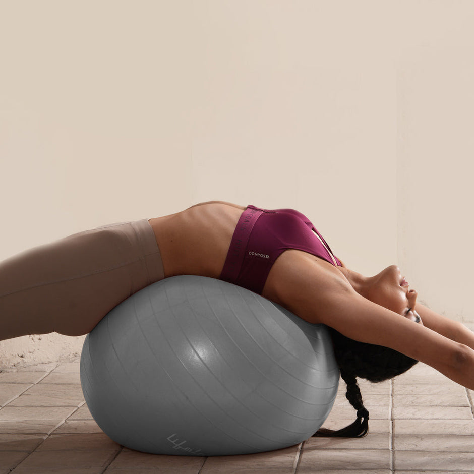 Lifelong LLFAGB55G Gym Ball for Exercise Anti Burst Exercise Ball with Foot Pump for Workout Yoga Ball for Women and Men, Grey