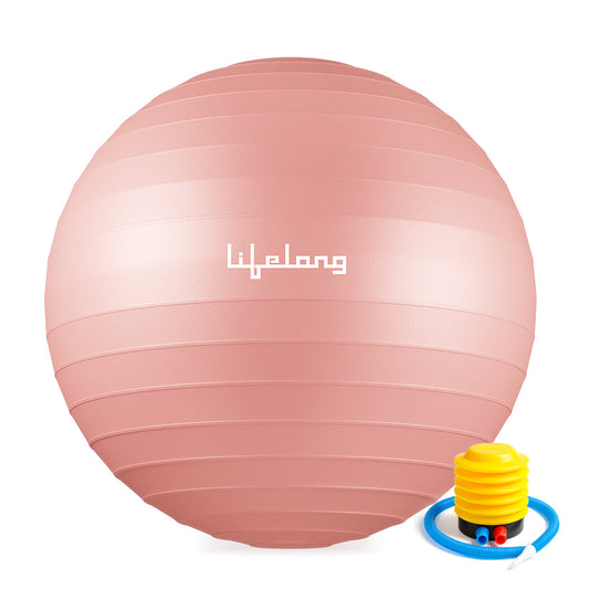 Lifelong LLFAGB75P Gym Ball for Exercise Anti Burst Exercise Ball with Foot Pump for Workout Yoga Ball for Women and Men, Pink