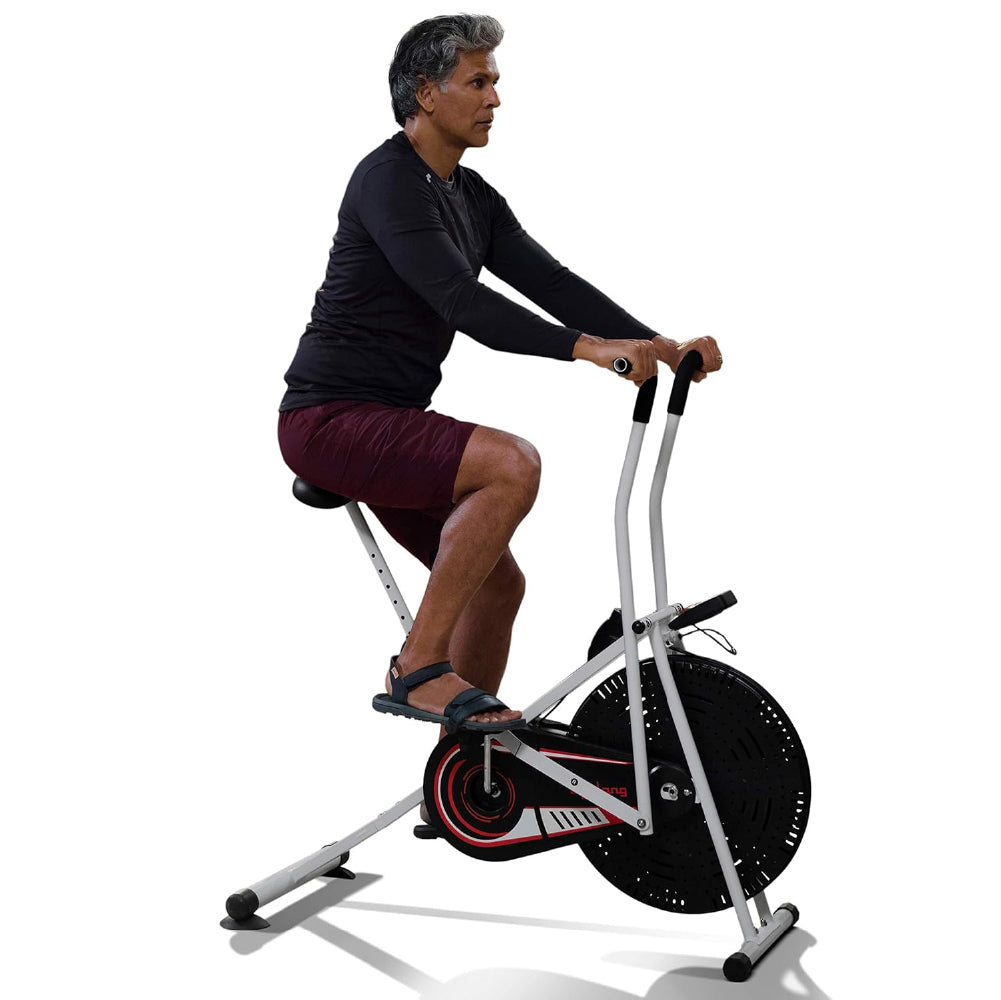 Fit Lite Airbike Exercise Machine with Stationary Handle for Cardio Training, Weight Loss and Workout at Home