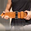Sued Leather Powerlifting Gym Belt-Medium - Brown
