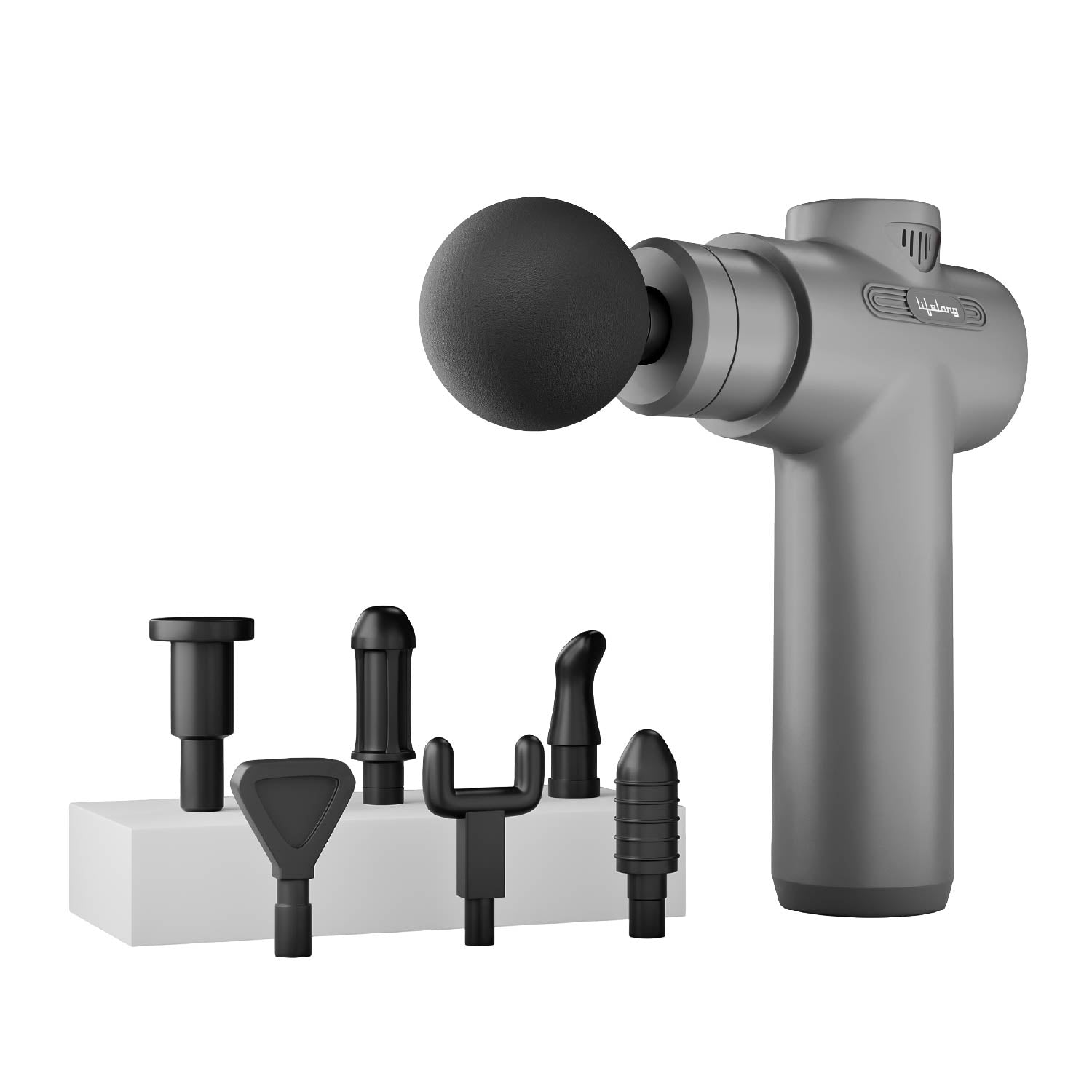 Lifelong Percussion Massage Gun for Pain Relief, Deep Tissue, 6 Speeds & 7 Massage Heads, Cordless, Quiet Operation for Neck, Shoulders, Back, Arms, Legs & Feet