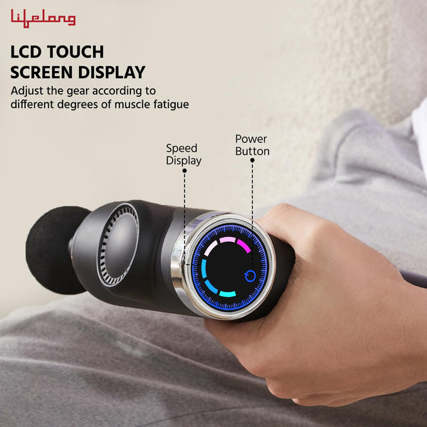 Gun Massager for Pain Relief with 4 Massage Heads & LCD Touch Display