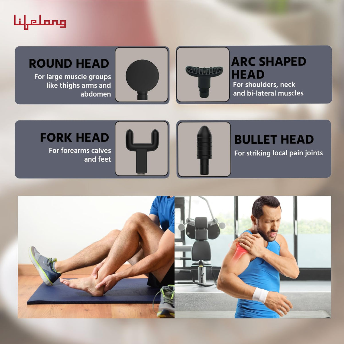 Gun Massager with 4 Massage Heads & LCD Display