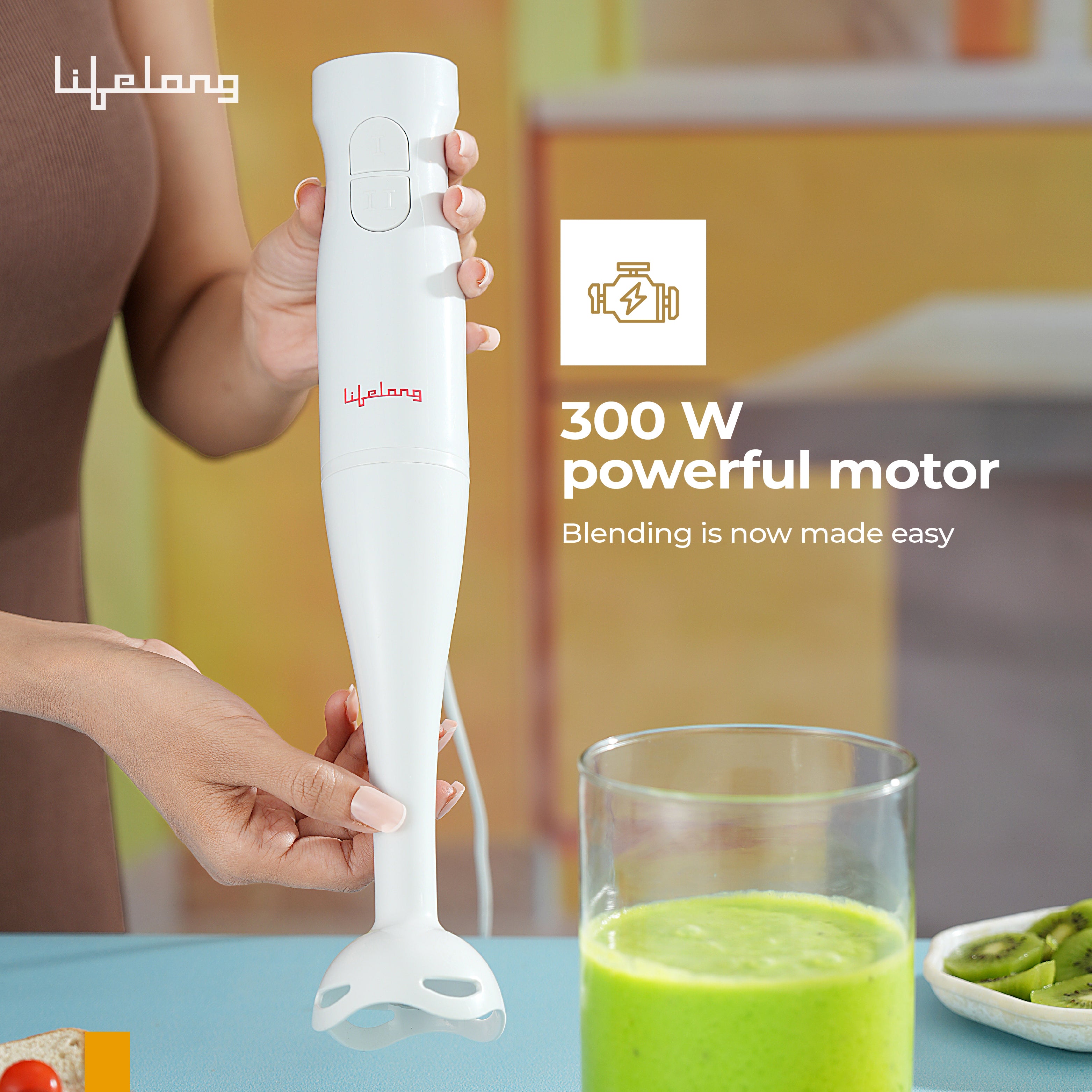Lifelong 300W Electric Hand Blender for Kitchen | Dual Speed Control