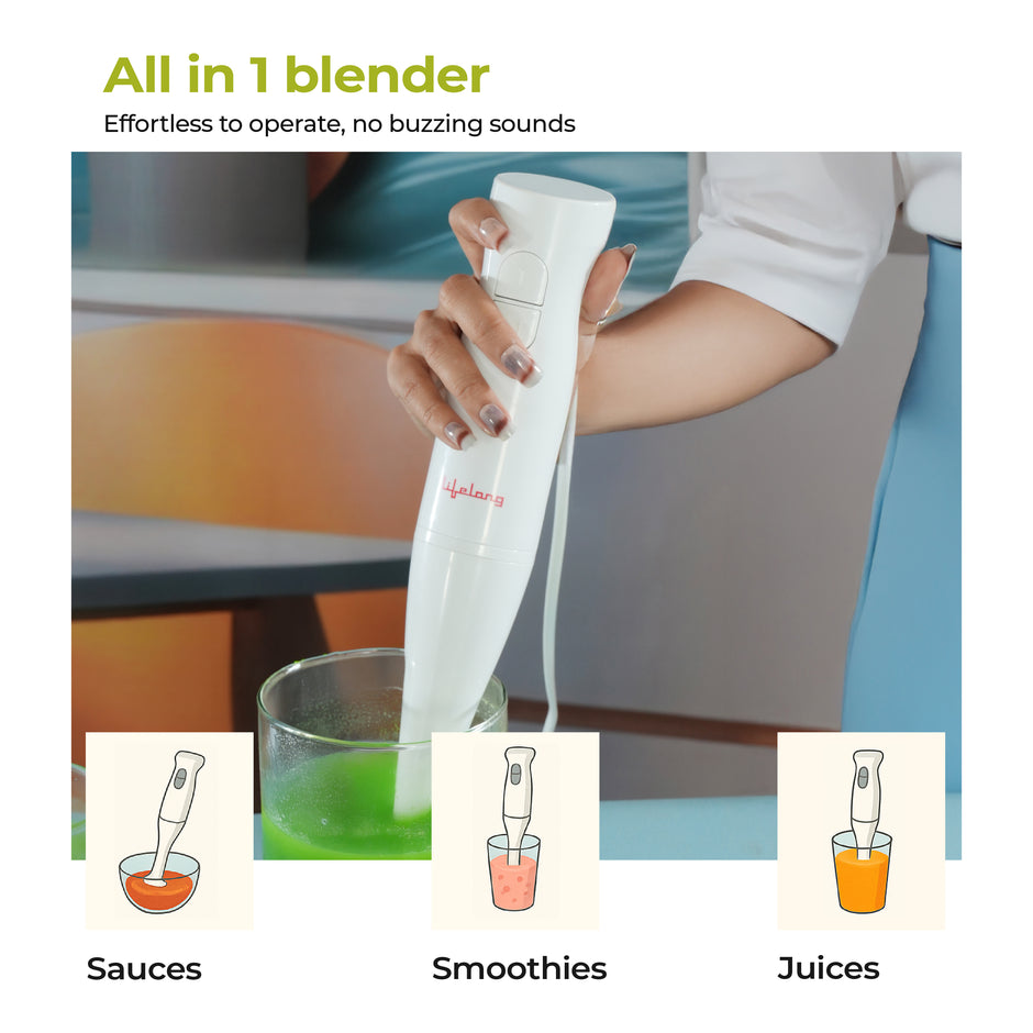 Lifelong 300W Electric Hand Blender for Kitchen | Dual Speed Control