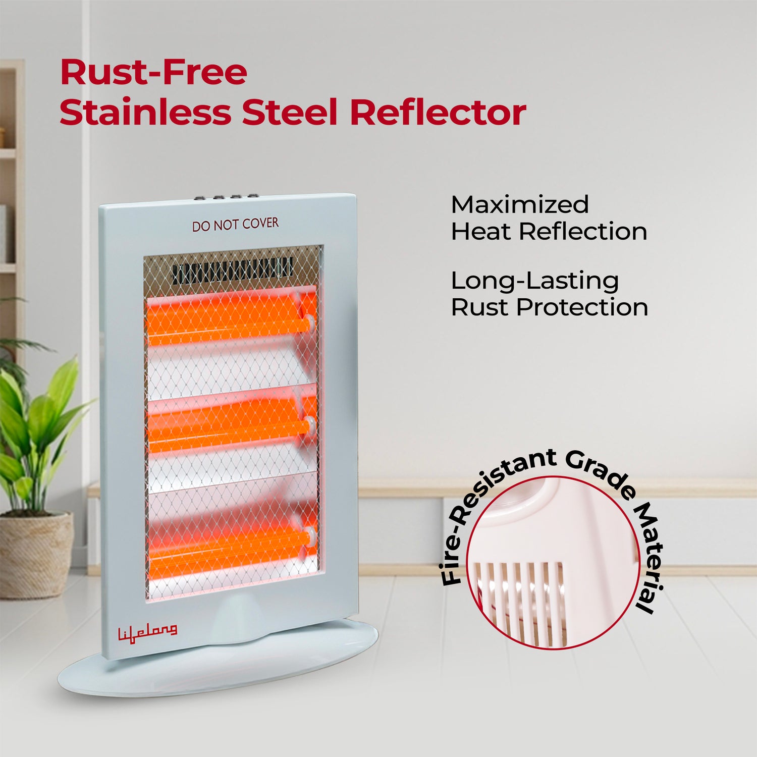 Lifelong Regalia Plus 1200 Watts Halogen Room Heater for Home with 3 Power settings