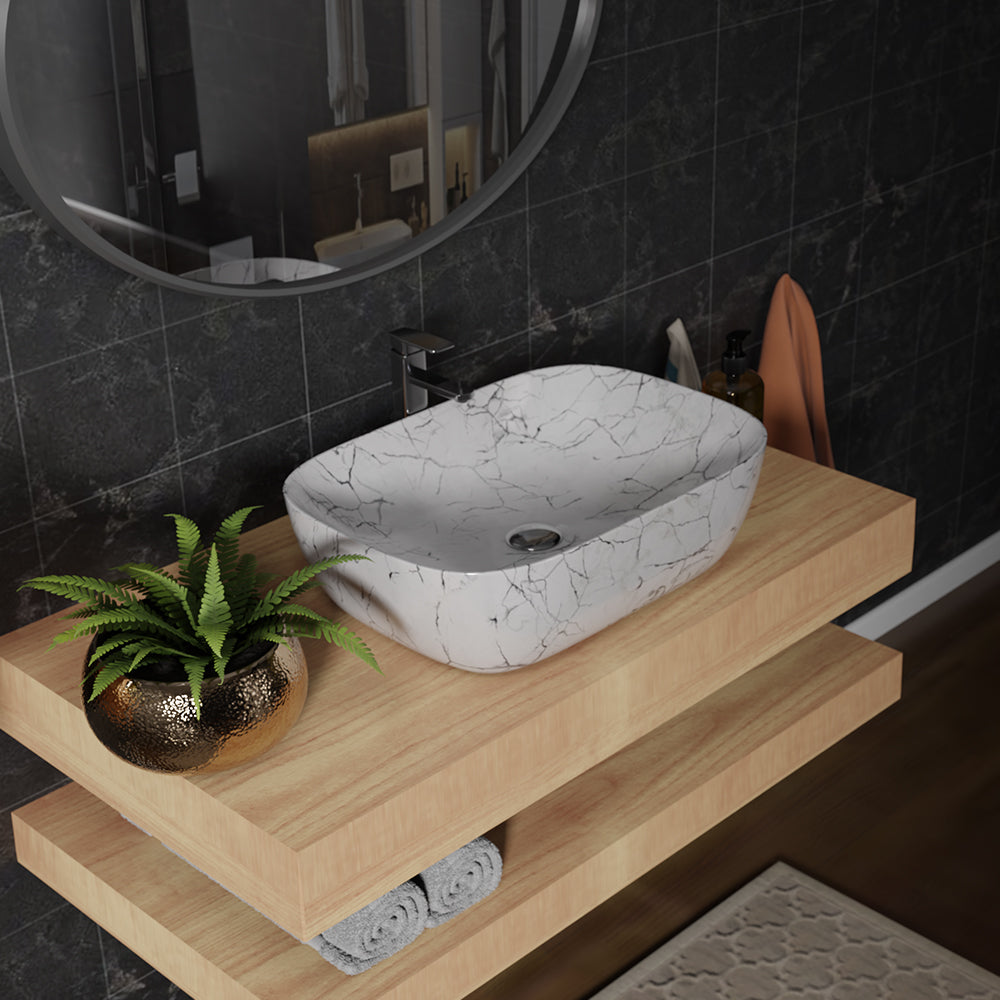 Lifelong Wash Basin for Bathroom - Tabletop Washbasin - Ceramic Glossy
