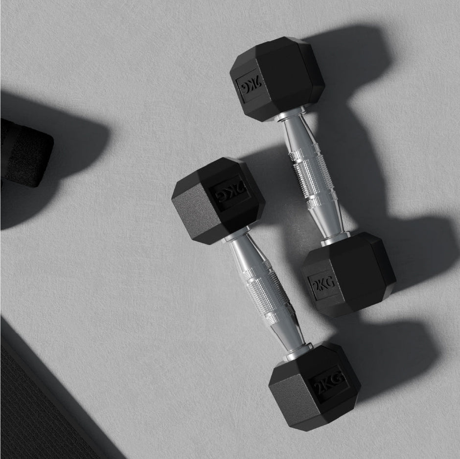 Lifelong 2kg Rubber Dumbbell Set for Home Gym - Pair (Black)