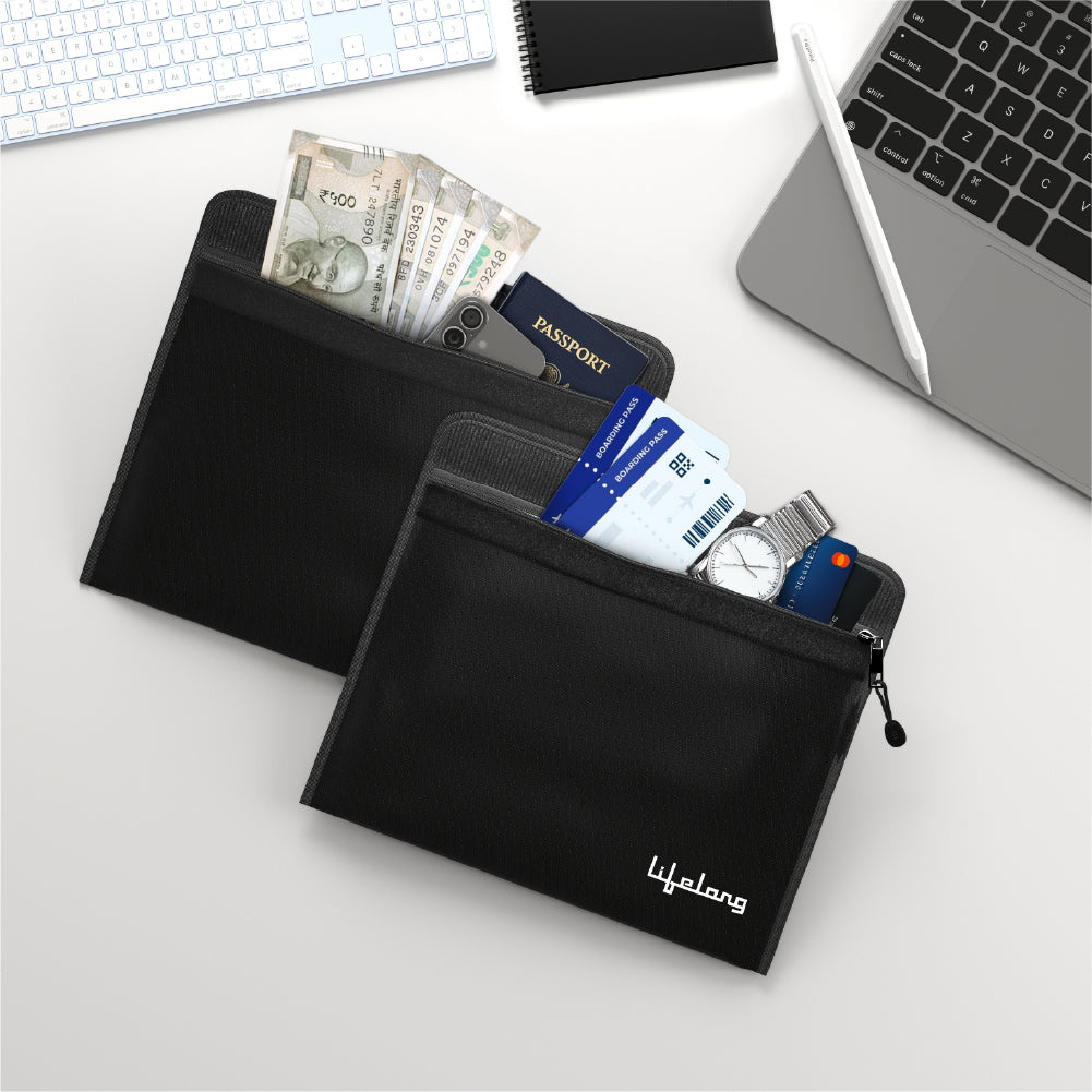 Fireproof Waterproof Document Bag With Lock - 5200°F Protection For Cash, Phones, Passports & Important Papers