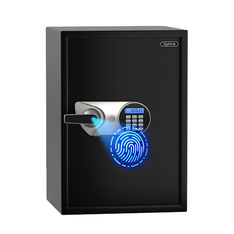 Lifelong 56L Fingerprint Safe Locker – Steel Body, LED, Multi-Access Modes