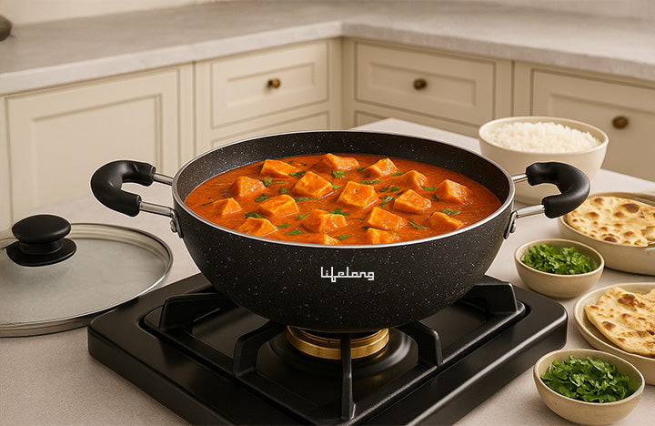 Lifelong LLKA03 Kadhai, 2.5L with Glass Lid, 26 cm