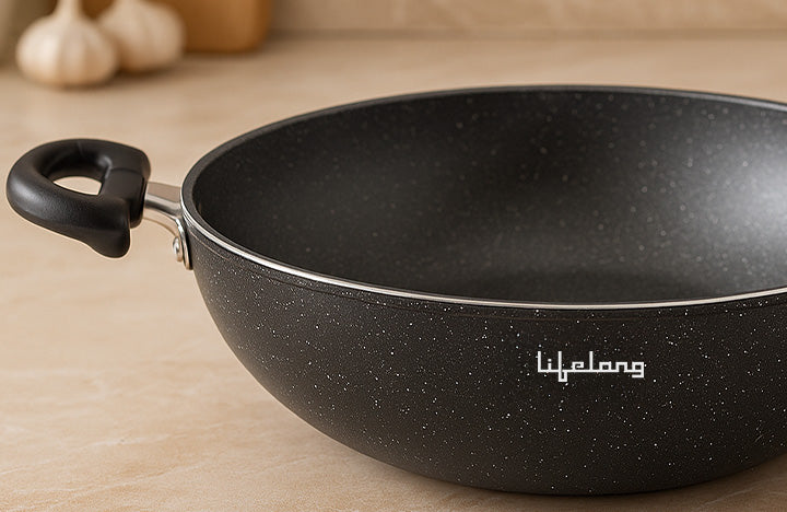Lifelong LLKA03 Kadhai, 2.5L with Glass Lid, 26 cm