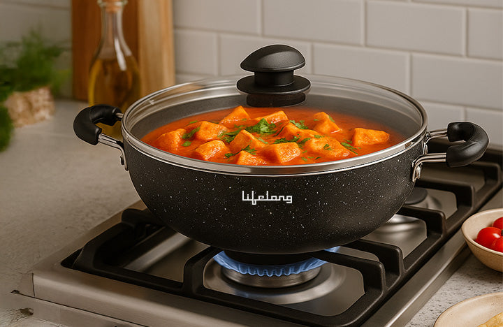 Non-Stick Kadhai with Glass Lid, 26 cm
