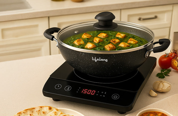 Lifelong LLKA03 Kadhai, 2.5L with Glass Lid, 26 cm