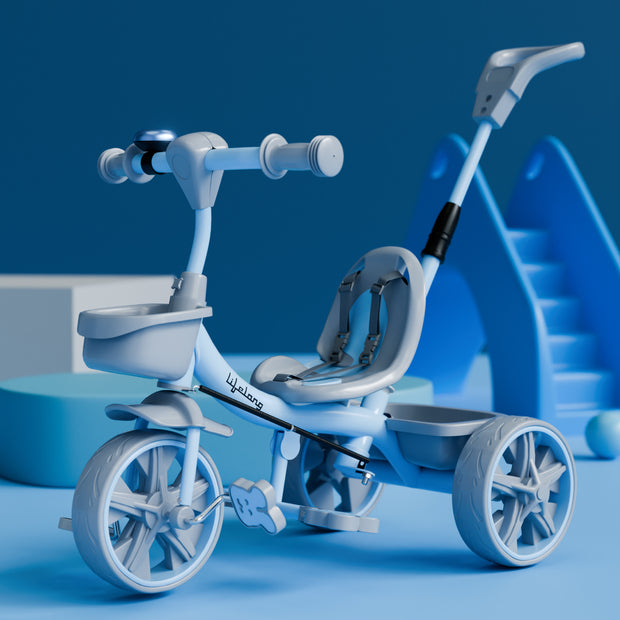 Lifelong Kids Tricycle with Parental control, Eva wheels, bell and Storage Basket / baby Trike/ Age Group 2 Year to 5years/ Blue(LLKPCTC05)