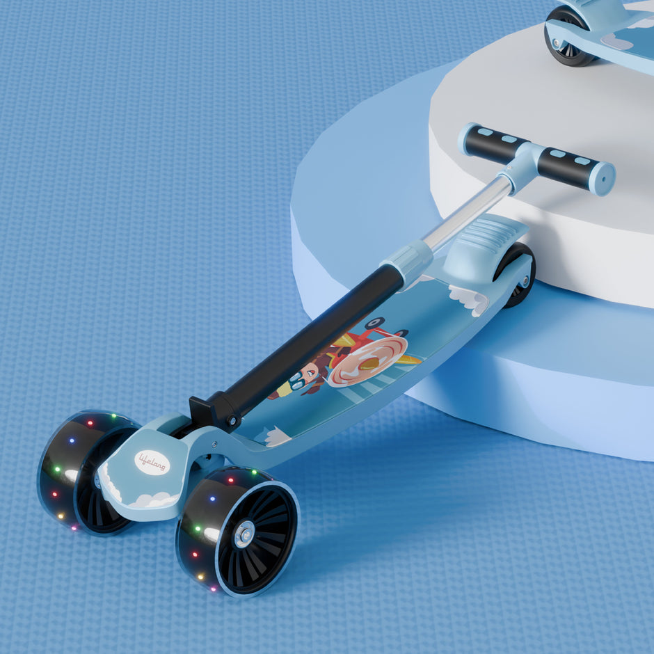 Lifelong Kick Scooter Adjustable Height, Led Wheels, Foldable Scooter, Attractive PU Led Wheel for Kids, Age 3+ Years (50 Kg)