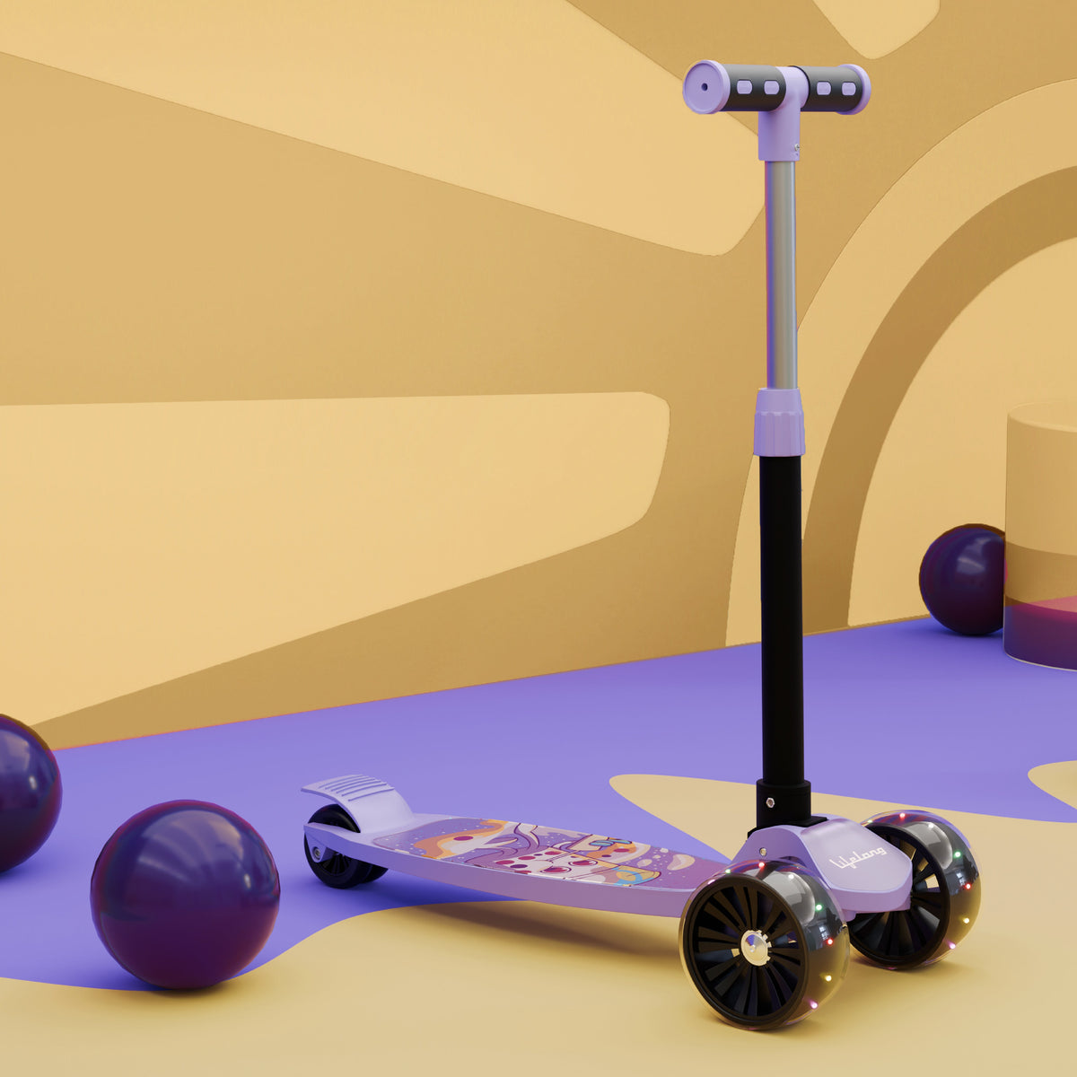 Kids 3-Wheel Kick Scooter with LED Wheels