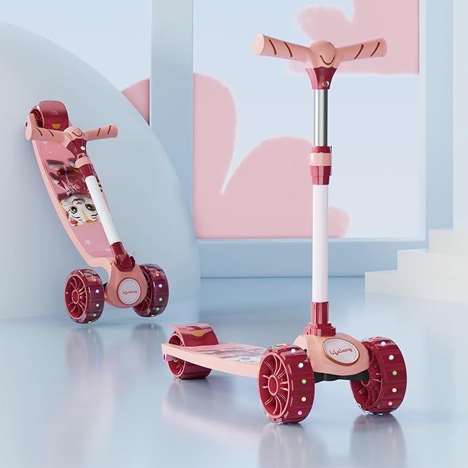 Foldable Kids Kick Scooter with LED Wheels