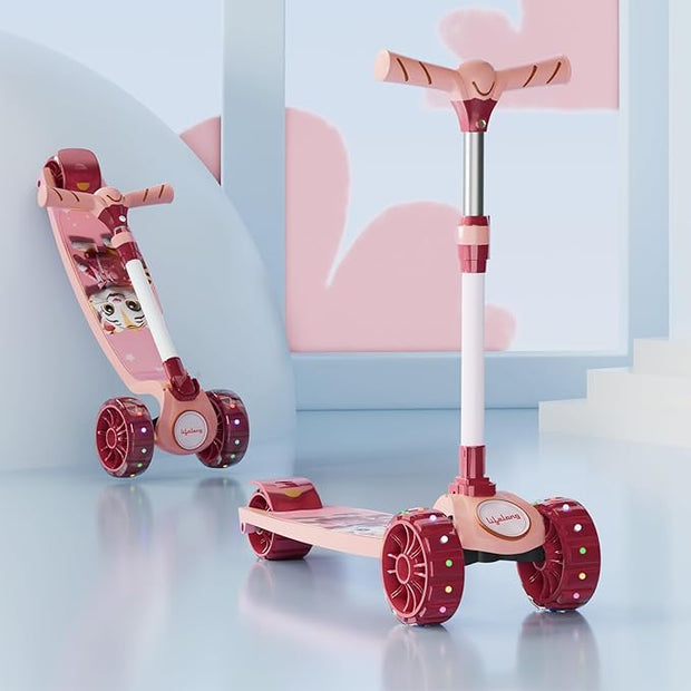 Scooter for Kids 3+ Years - Foldable with LED Wheels & Adjustable Height