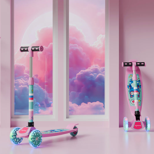 Kids Scooter with Broad Wheels (Pink/Blue)