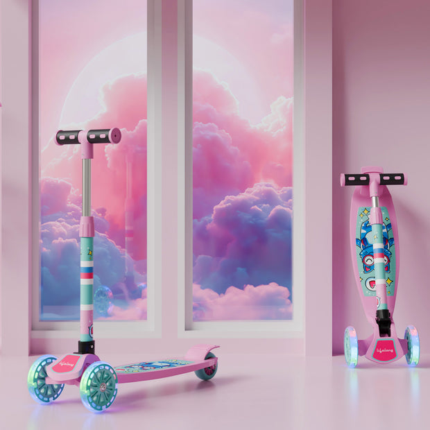 Kids Scooter with Broad Wheels (Pink/Blue)