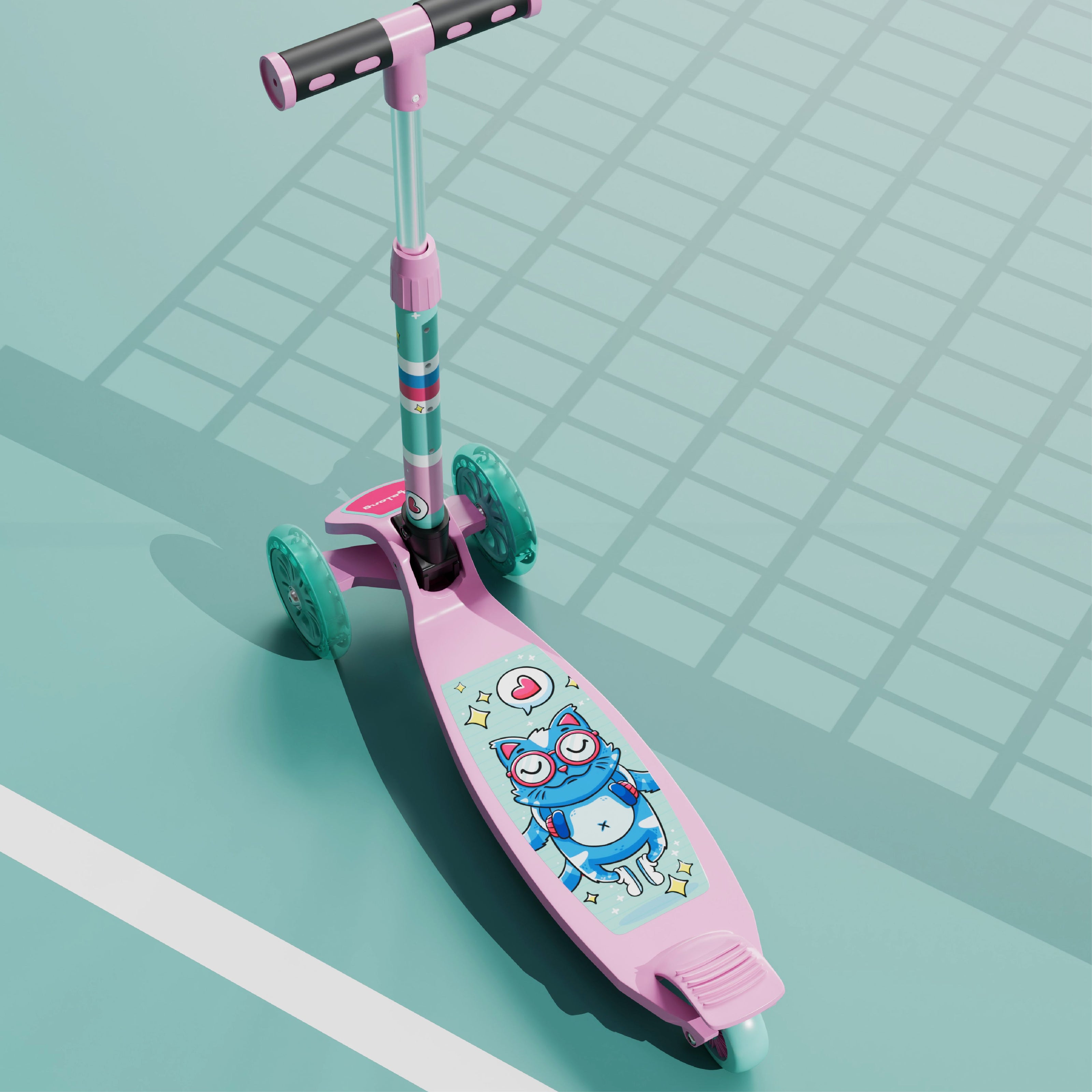 Kids Scooter with Broad Wheels (Pink/Blue)