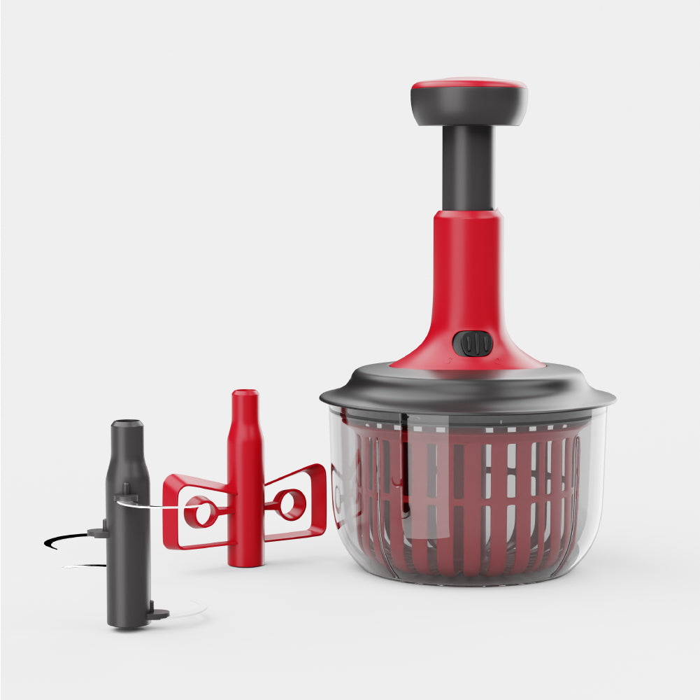 Lifelong Push Chopper 1600ml with whisker & salad spinner LLKT005