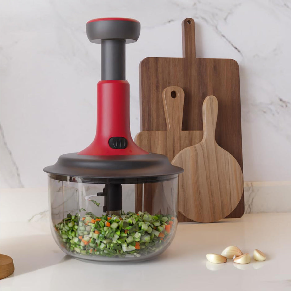 Lifelong Push Chopper 1600ml with whisker & salad spinner LLKT005
