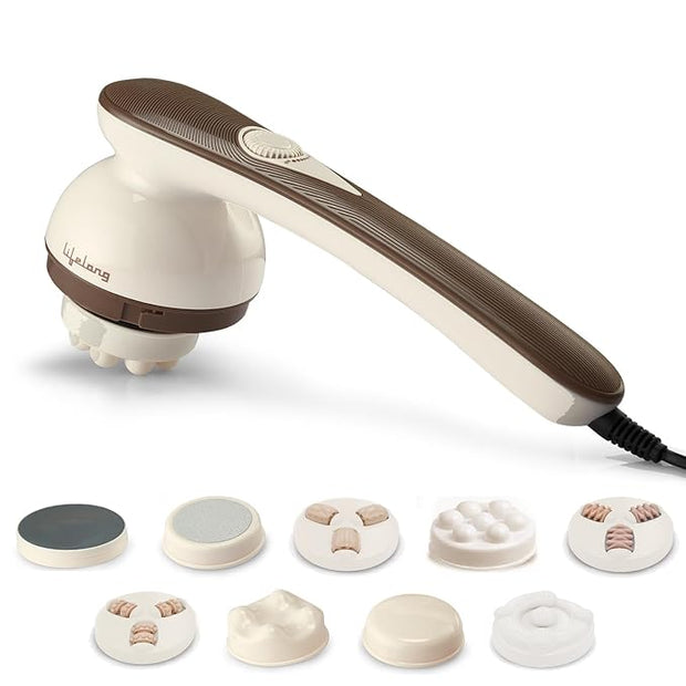 Lifelong LLM180 Electric Handheld Massager - 9 Heads, Heat, Speed Control
