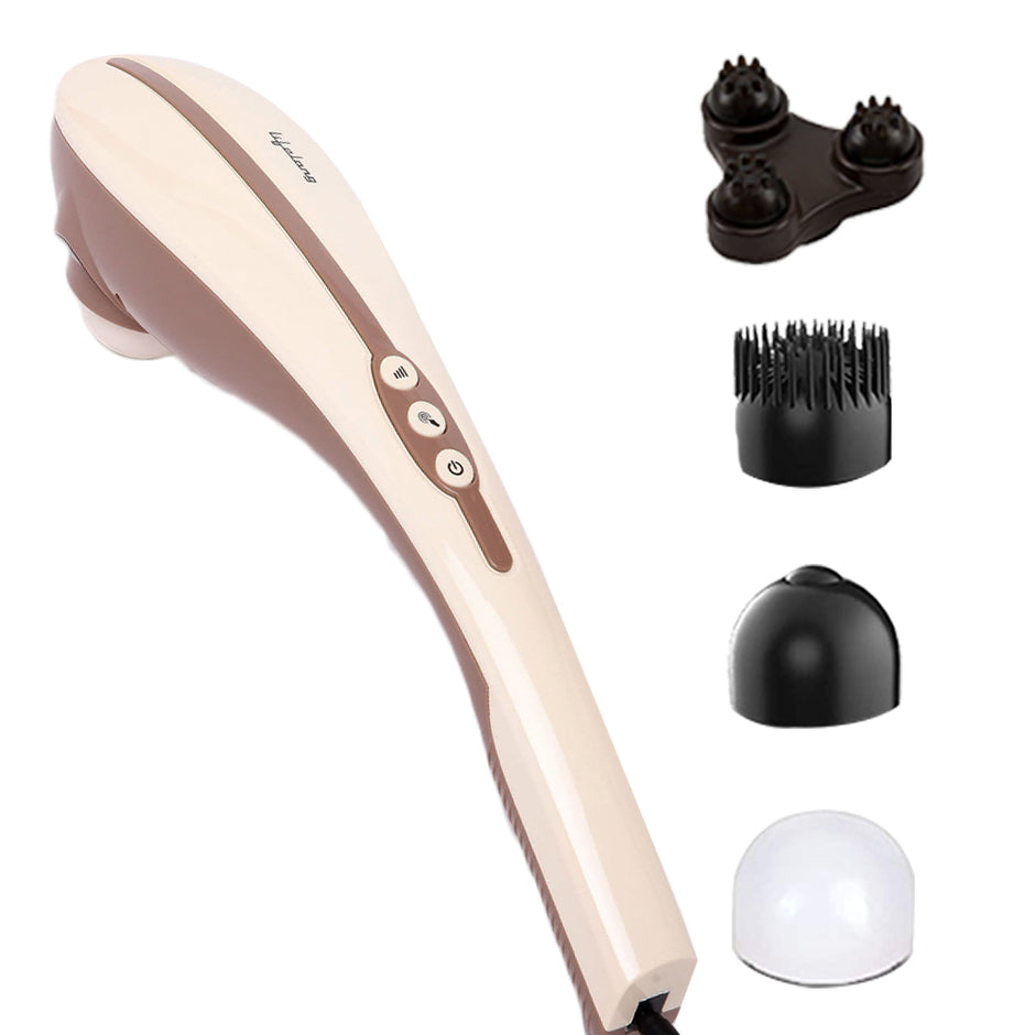 Lifelong Wireless Full body Massager With 3 Massage Heads & Variable Speed Settings For Pain Relief and Relaxation, Rechargeable Handheld Massager, 1 Year Warranty, Battery Powered