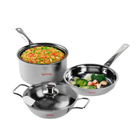 Triply Stainless Steel Cookware Set with Glass Lid