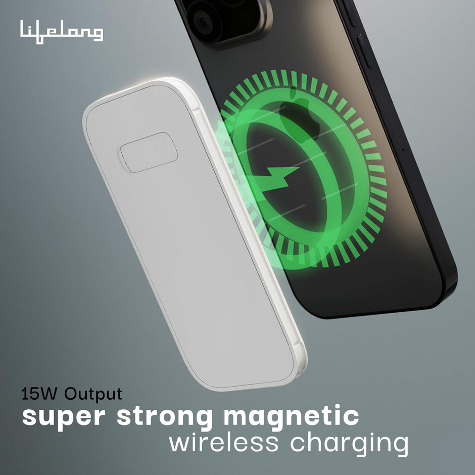 Lifelong 10000mAh MagSafe Power Bank | Slim, Pocket-Sized Wireless Charger with 22.5W Fast Charging