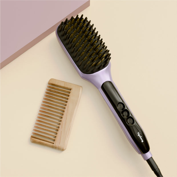 Hair Straightener Comb | 1 Year Warranty | Hair Straightener Brush for Women, Hair Straightener Brush with Keratin Ceramic Bristles