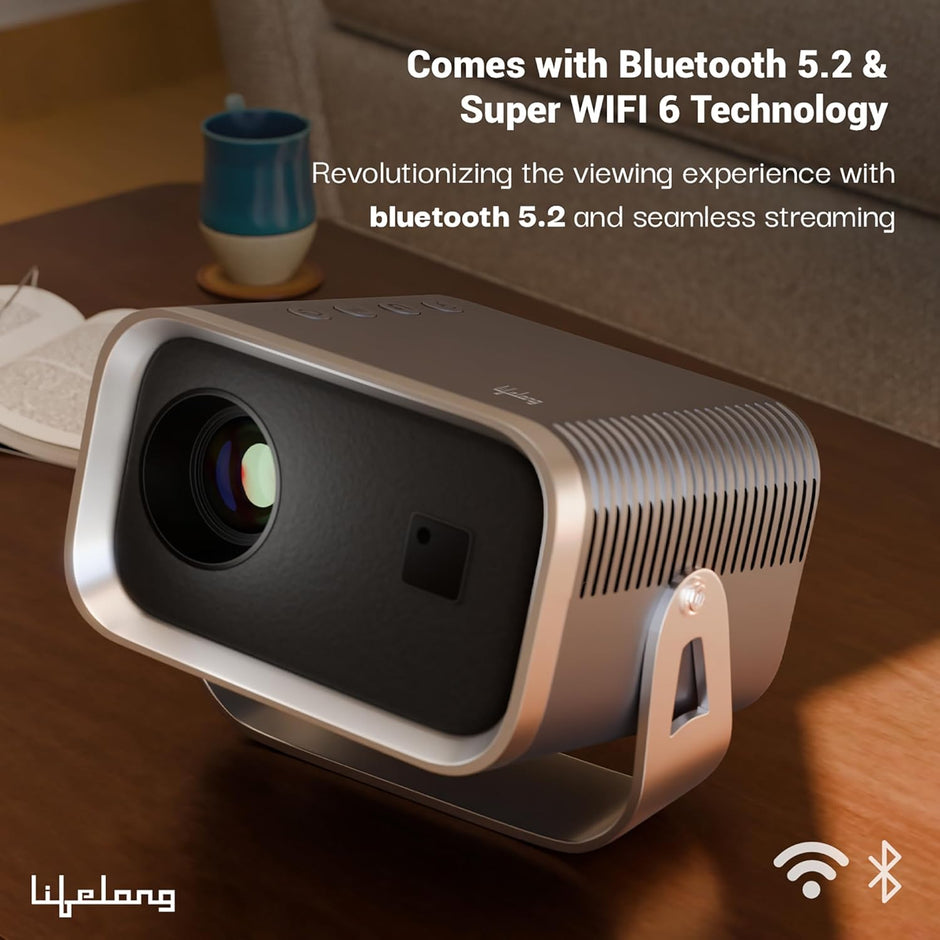 Minipix Smart Projector for Home, Native 720p HD with 4K Support, Android 9 with Built-in Apps (Netflix, YouTube, Prime), 3500 Lumens, in-Built Speaker, Compact Design, 100" Max Display