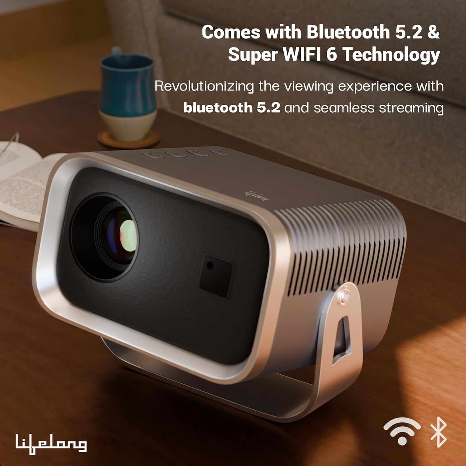 Minipix Smart Projector for Home, Native 720p HD with 4K Support, Android 9 with Built-in Apps (Netflix, YouTube, Prime), 3500 Lumens, in-Built Speaker, Compact Design, 100