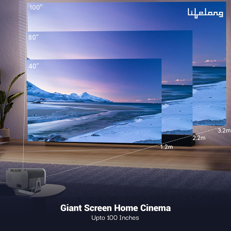 Minipix Smart Projector for Home, Native 720p HD with 4K Support, Android 9 with Built-in Apps (Netflix, YouTube, Prime), 3500 Lumens, in-Built Speaker, Compact Design, 100" Max Display