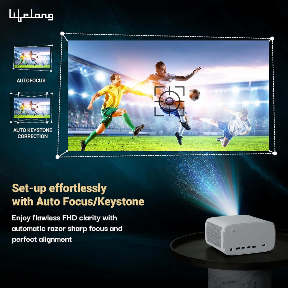 TruePixel Pro Projector, Android 12 with Built-in Smart Apps, Native 1080P Full HD 4K HDR, 9000 Lumens, 2X Brightness, 4D Keystone, 5W Speakers, 200 Inch Display, Dual Wi-Fi/Bluetooth