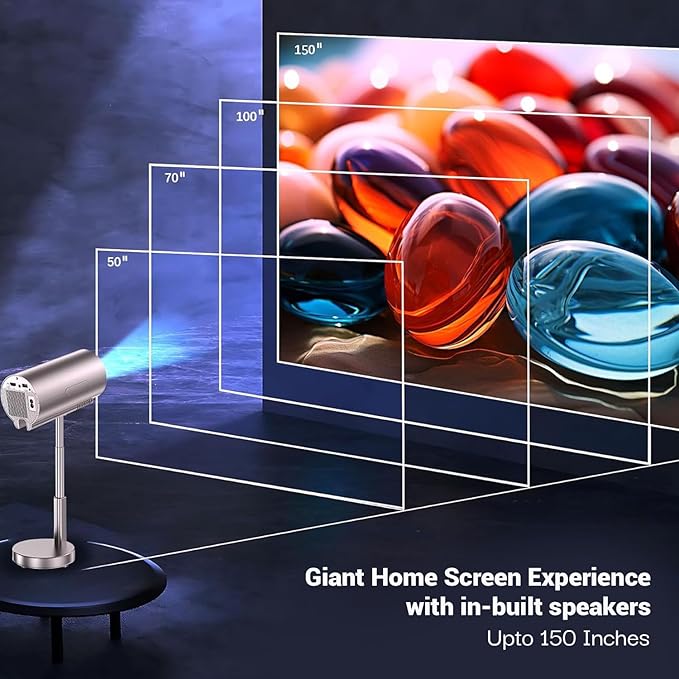 LightBeam Plus Smart Projector, Android 11 with Built-in Smart Apps, Native 720p 4K Support, 4500 Lumens, 2X Brightness, 5W Speaker, 100 Inch Display, Wi-Fi/Bluetooth