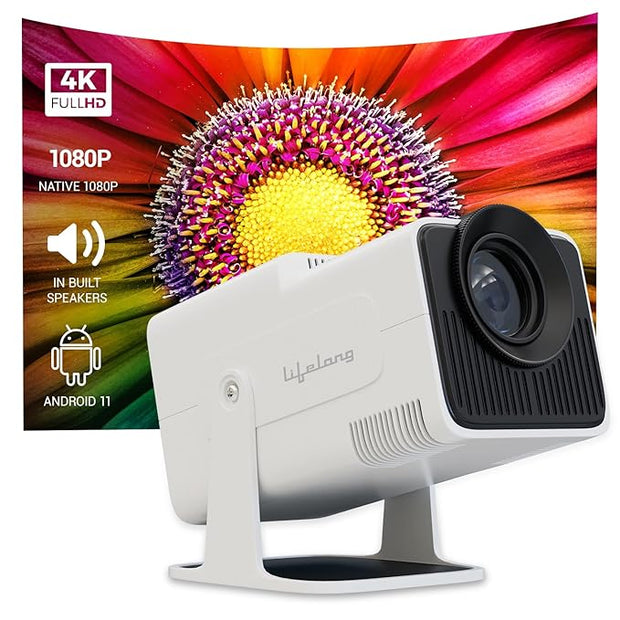 LightBeam Pro Smart Projector, Android 11 with Built-in Smart Apps, Native 1080p 4K Support, 4500 Lumens, 2X Brightness, 3W Speaker, 150 Inch Display, Wi-Fi/Bluetooth