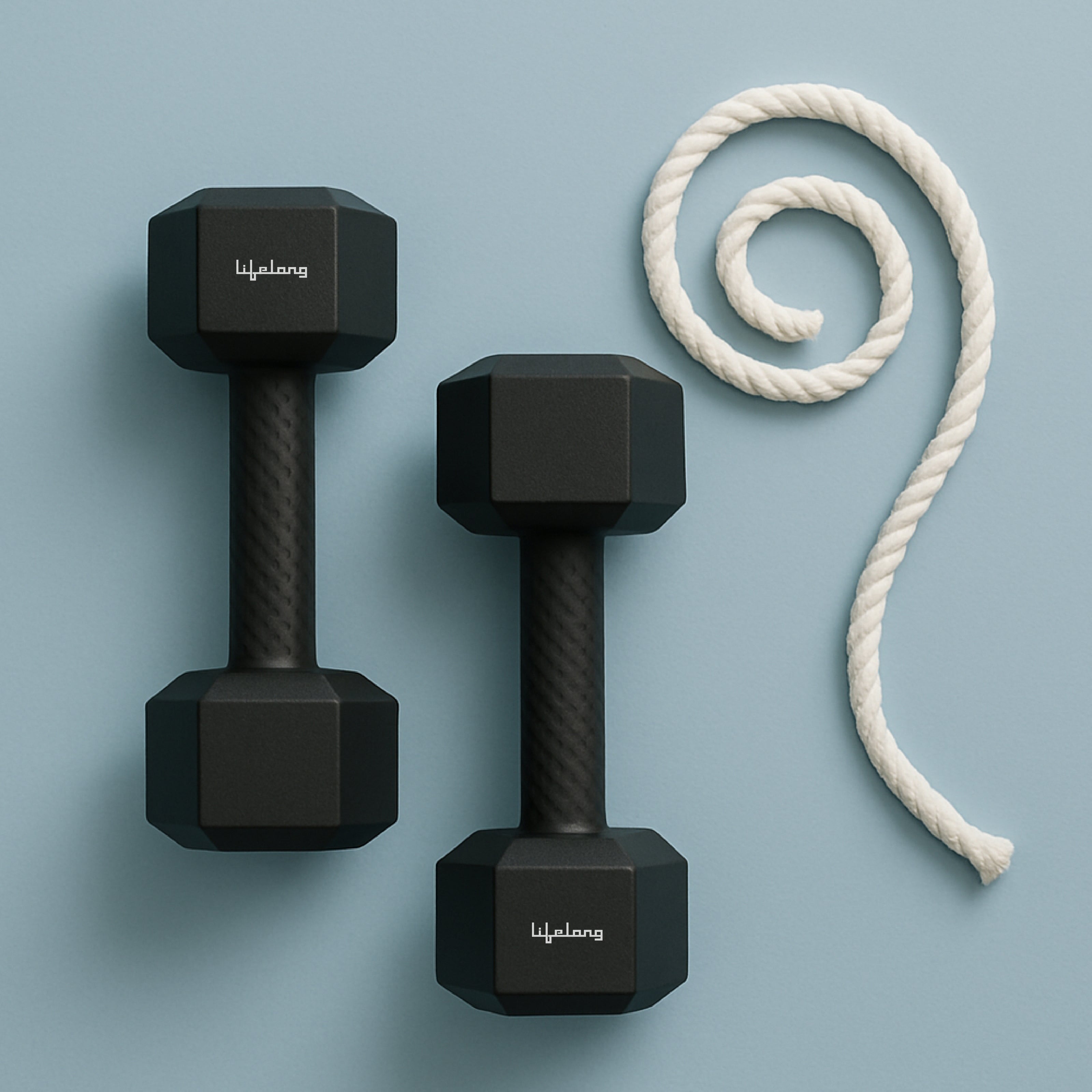 Lifelong PVC Hex Dumbbells Pack of 2 (2kg*2) Black Color for Home Gym Equipment Fitness Barbell|